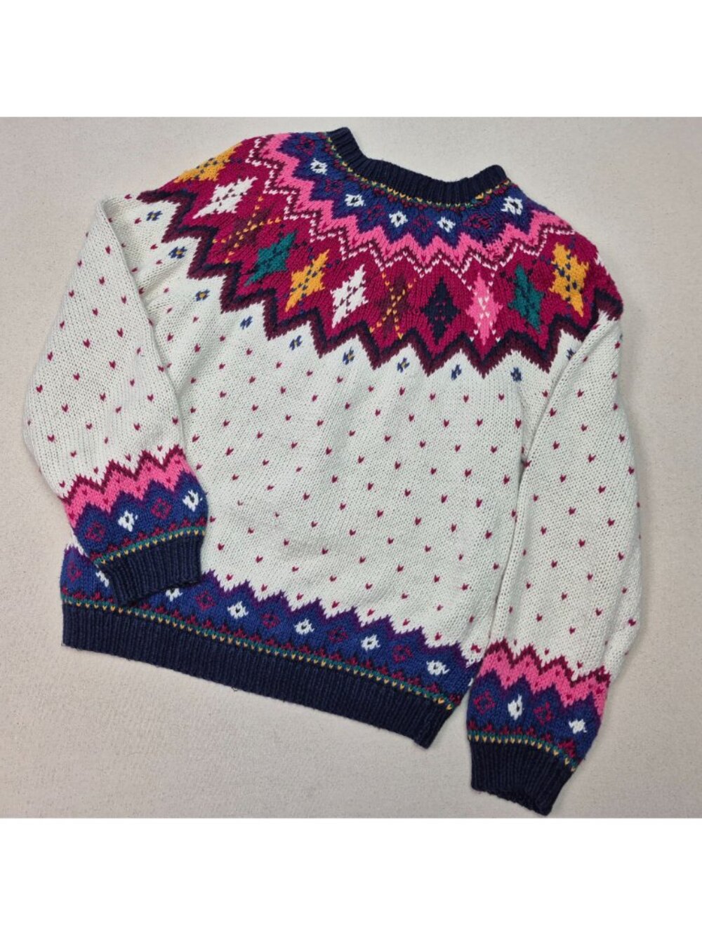 Cape Isle Knitters Women's Knit Long Sleeve White/Red/Blue Sweater Sz M VINTAGE! - Picture 2 of 9